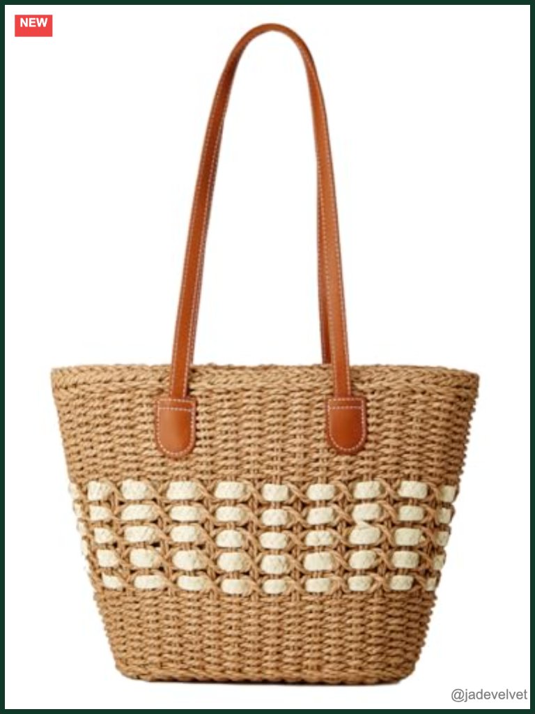 Straw Woven Tote Beach Shoulder Bag Vacation Travel Handbag